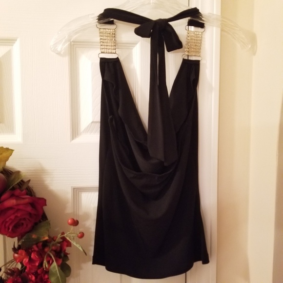 "HOST PICK" Dressy Black Rhinestone Halter Top - Picture 3 of 6